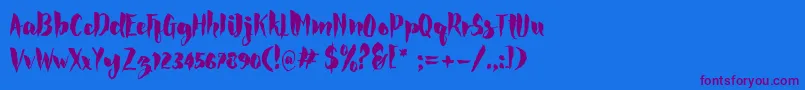 Rocke-Schriftart – Violette Schriften auf blauem Hintergrund