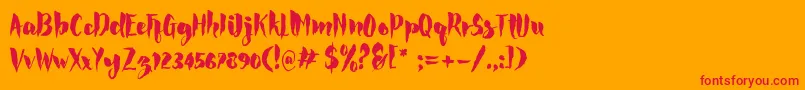 フォントRocke – オレンジの背景に赤い文字