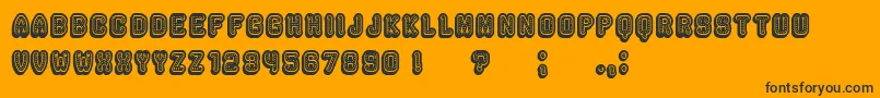 Rockefeller3D-Schriftart – Schwarze Schriften auf orangefarbenem Hintergrund