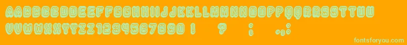 Rockefeller3D-Schriftart – Grüne Schriften auf orangefarbenem Hintergrund