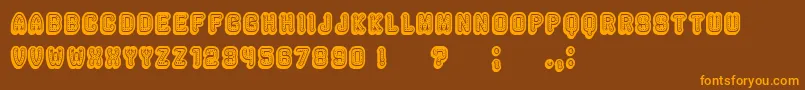 Rockefeller3D-Schriftart – Orangefarbene Schriften auf braunem Hintergrund