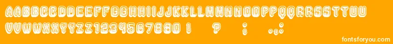 Rockefeller3DExtravagant-Schriftart – Weiße Schriften auf orangefarbenem Hintergrund