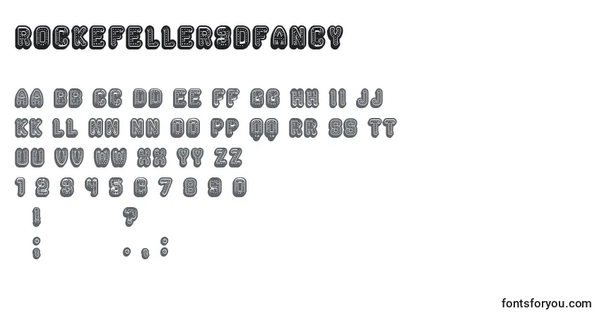 Schriftart Rockefeller3DFancy – Alphabet, Zahlen, spezielle Symbole