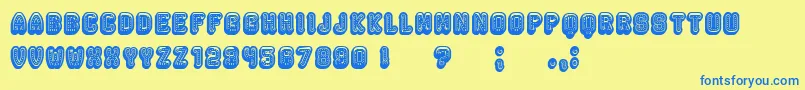 Rockefeller3DFancy Font – Blue Fonts on Yellow Background