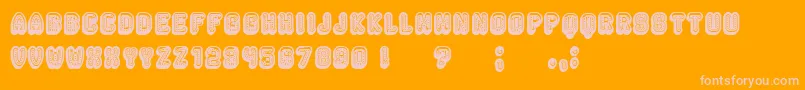 Rockefeller3DFancy-Schriftart – Rosa Schriften auf orangefarbenem Hintergrund