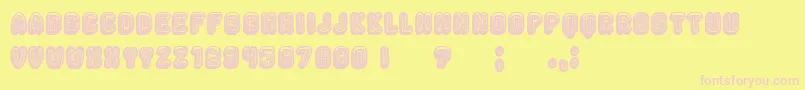 フォントRockefeller3DFancy – ピンクのフォント、黄色の背景