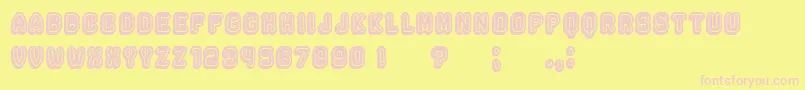 Rockefeller3DFlat-Schriftart – Rosa Schriften auf gelbem Hintergrund