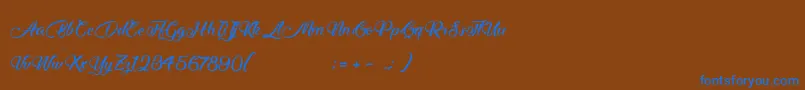 MidnightValentine-Schriftart – Blaue Schriften auf braunem Hintergrund