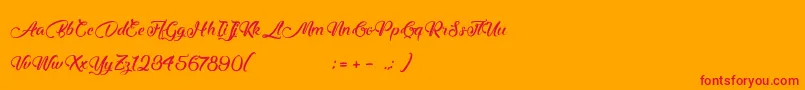 MidnightValentine-Schriftart – Rote Schriften auf orangefarbenem Hintergrund