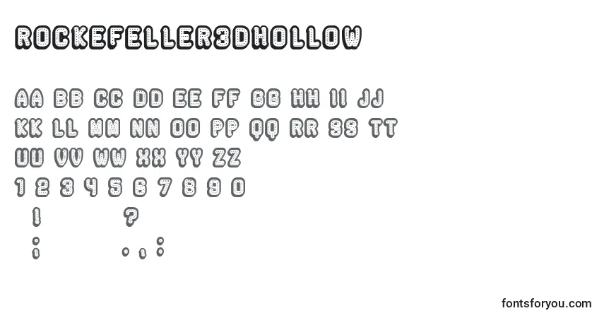 Czcionka Rockefeller3DHollow – alfabet, cyfry, specjalne znaki