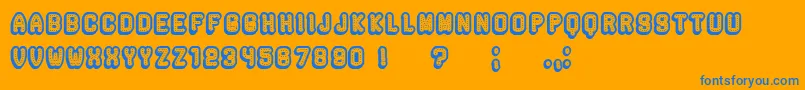 Rockefeller3DHollow-Schriftart – Blaue Schriften auf orangefarbenem Hintergrund