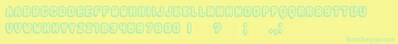 Rockefeller3DHollow Font – Green Fonts on Yellow Background