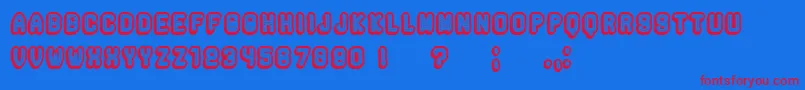 Rockefeller3DHollow Font – Red Fonts on Blue Background