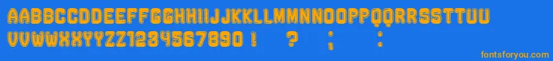 RockefellerFancyFlat-Schriftart – Orangefarbene Schriften auf blauem Hintergrund