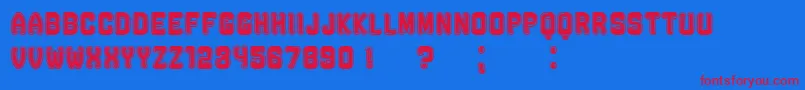 RockefellerFancyFlat-Schriftart – Rote Schriften auf blauem Hintergrund