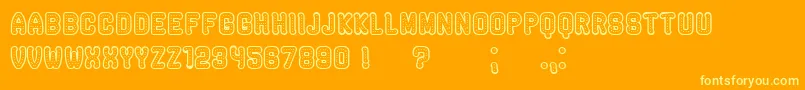 Weitere Informationen zur RockefellerHollow-Schriftart RockefellerHollow-Schriftart – Gelbe Schriften auf orangefarbenem Hintergrund