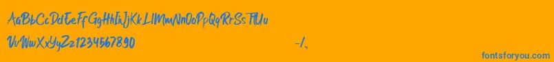 Rocket Shield-Schriftart – Blaue Schriften auf orangefarbenem Hintergrund