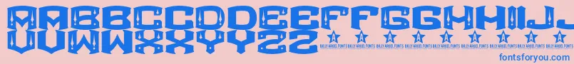 ROCKETAIR   -Schriftart – Blaue Schriften auf rosa Hintergrund