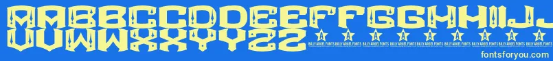 ROCKETAIR   -Schriftart – Gelbe Schriften auf blauem Hintergrund