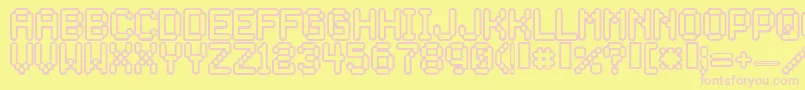 ROCKETMAN-fontti – vaaleanpunaiset fontit keltaisella taustalla