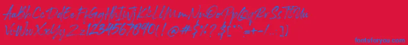 Rockness Font – Blue Fonts on Red Background