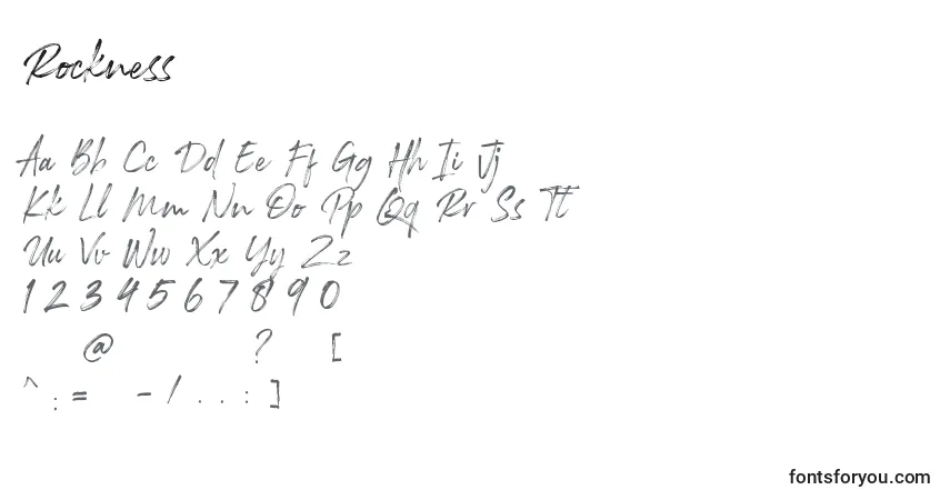 Schriftart Rockness (138961) – Alphabet, Zahlen, spezielle Symbole