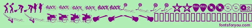 ROCKS    Font – Purple Fonts on Green Background