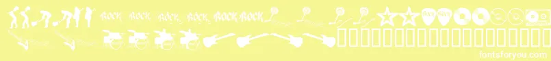 fuente ROCKS    – Fuentes Blancas Sobre Fondo Amarillo