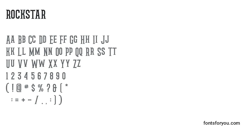 Schriftart Rockstar (138966) – Alphabet, Zahlen, spezielle Symbole