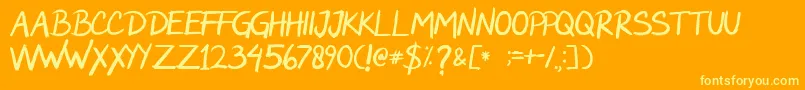 Weitere Informationen zur Rockwild-Schriftart Rockwild-Schriftart – Gelbe Schriften auf orangefarbenem Hintergrund
