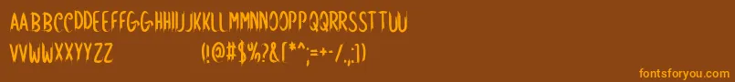 Rockwork-Schriftart – Orangefarbene Schriften auf braunem Hintergrund