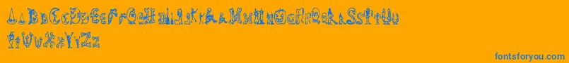 HalloweenHappy-Schriftart – Blaue Schriften auf orangefarbenem Hintergrund