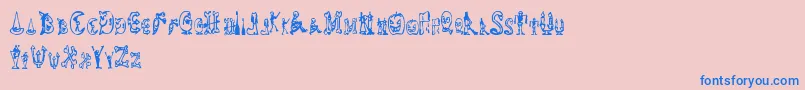 HalloweenHappy-Schriftart – Blaue Schriften auf rosa Hintergrund