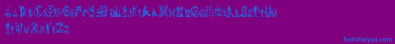 HalloweenHappy-Schriftart – Blaue Schriften auf violettem Hintergrund