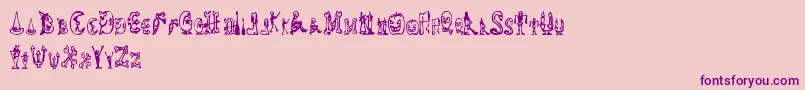 HalloweenHappy-Schriftart – Violette Schriften auf rosa Hintergrund