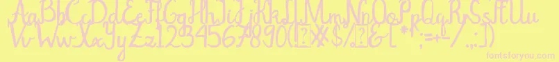 rocther script-Schriftart – Rosa Schriften auf gelbem Hintergrund