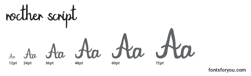 Размеры шрифта Rocther script