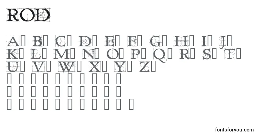 Schriftart ROD      (138972) – Alphabet, Zahlen, spezielle Symbole