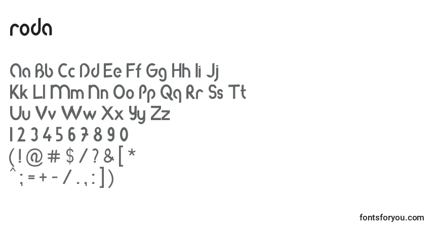 Roda (138973)-fontti – aakkoset, numerot, erikoismerkit