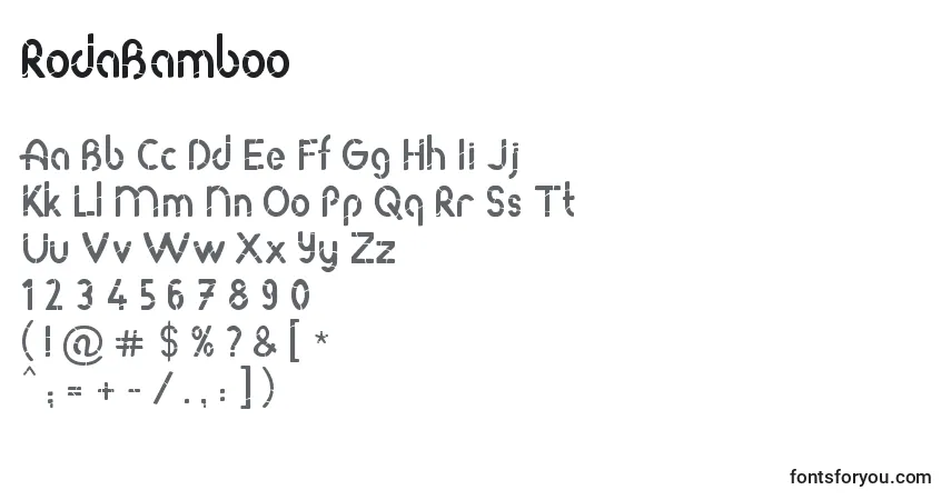 Czcionka RodaBamboo – alfabet, cyfry, specjalne znaki