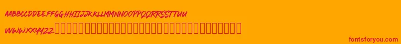 RODAMAS-Schriftart – Rote Schriften auf orangefarbenem Hintergrund