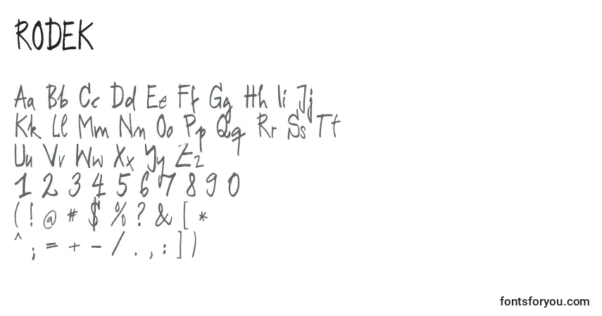 RODEK    (138977)-fontti – aakkoset, numerot, erikoismerkit