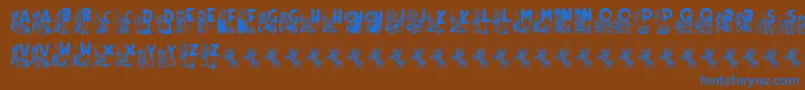 フォントRodeo CIES CAPS II – 茶色の背景に青い文字