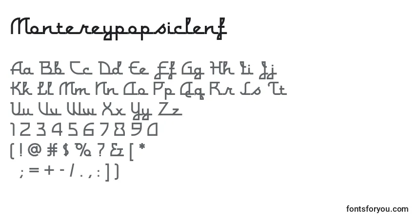 Schriftart Montereypopsiclenf (13898) – Alphabet, Zahlen, spezielle Symbole