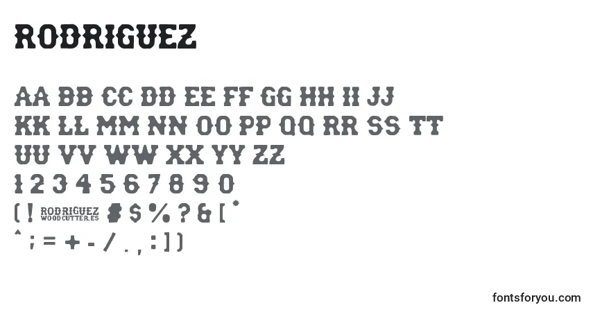 Шрифт Rodriguez – алфавит, цифры, специальные символы