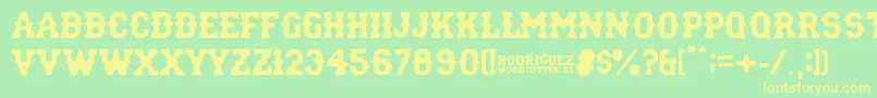 rodriguez Font – Yellow Fonts on Green Background