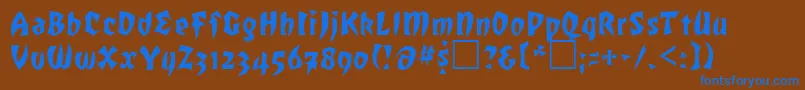 フォントROF     – 茶色の背景に青い文字