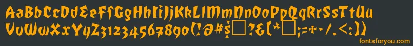 フォントROF     – 黒い背景にオレンジの文字