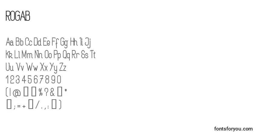 A fonte ROGAB    (138982) – alfabeto, números, caracteres especiais