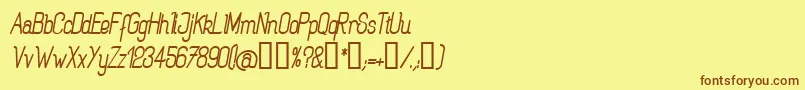 フォントROGABI   – 茶色の文字が黄色の背景にあります。